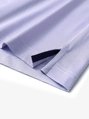 Close-up of side hem slit detail on LAVENDER Performance Ananas Jacquard Polo