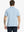 Back half-body shot of model showcasing the back of Sport Fit Stripe Polo in Blue Denim Stripe