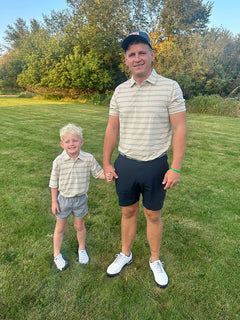 Maelreg Stylish Stripe Polo Shirts, Light Khaki Stripe (Customer Photos Of Matching Parent-Child Outfits)