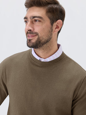 Heather Brushed Rib Knit Crewneck Sweatshirt