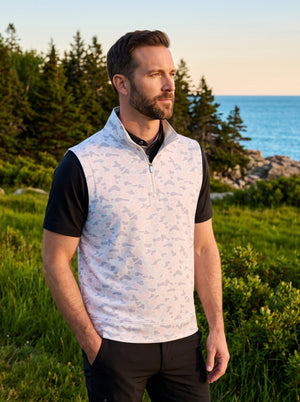 Full Print Quarter Zip Sleeveless Vest Pullover