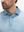 Front shot from nose to chest of model wearing white blue abstract stylish full print contrast collared golf polo shirts
