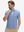 Front upper body shot of model wearing light blue houndstooth stylish full print contrast collared golf polo shirts