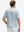 Back half-body of model in bluish abstract lightweight stretch upgraded print golf polo shirts